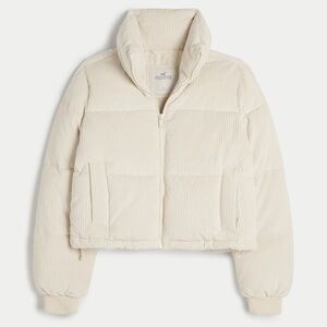 Hollister Cream Corduroy Puffer Jacket